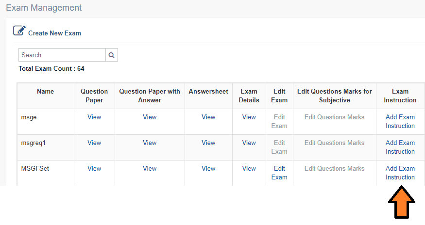 Add Online Exam INstructions