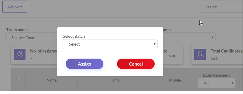 Assign Online exam to Batch