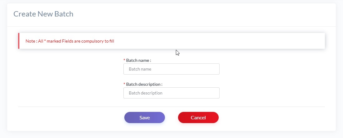 Create NEw Batch
