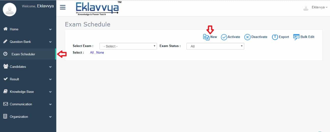 Create New Online Exam Schedule