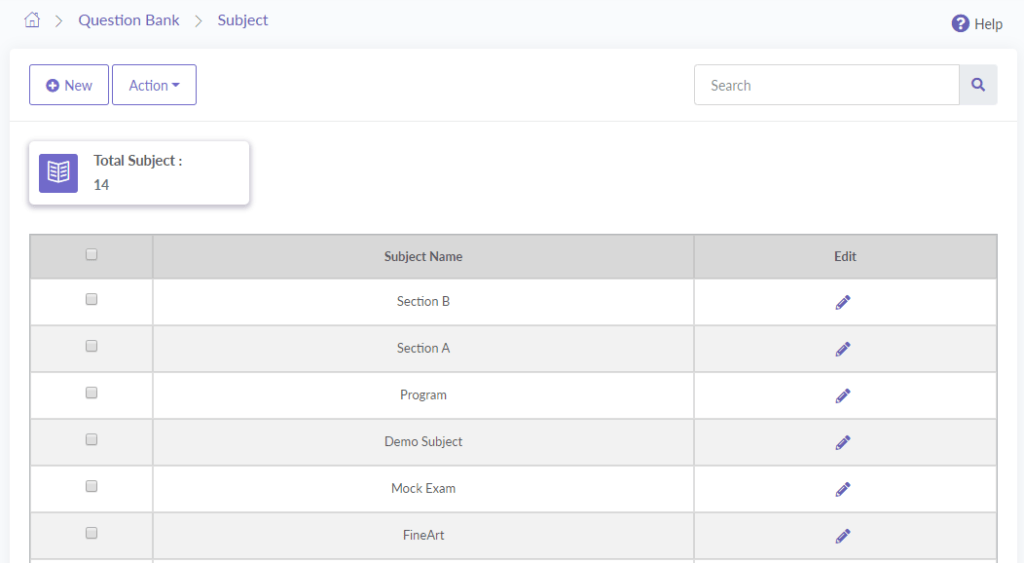 Create Subject for Online Exams