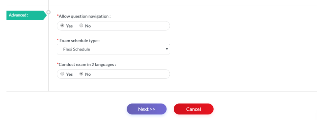 Online Exam configuration