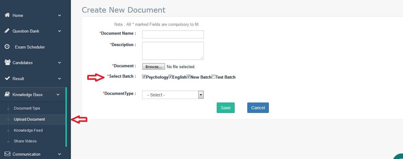 Knowledge Management document Upload and share Step