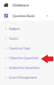 Objective Questions Menu