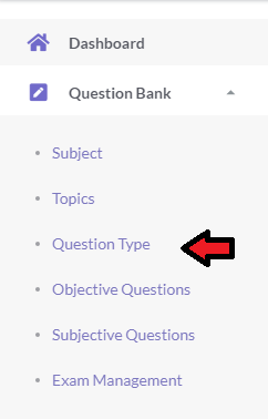 Question Bank-Menu Question Type Management