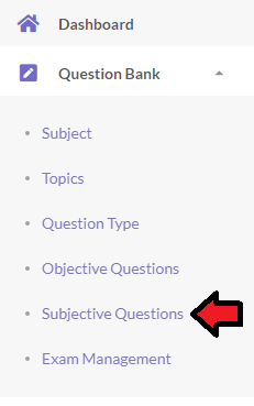 Subjective Questions-Menu
