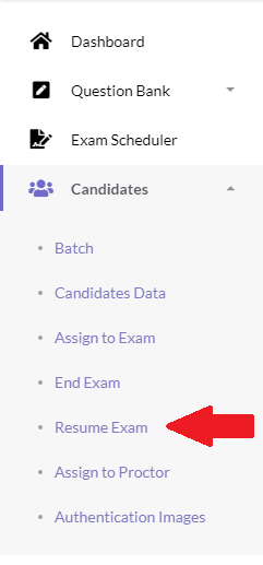 resume-online-exam-process