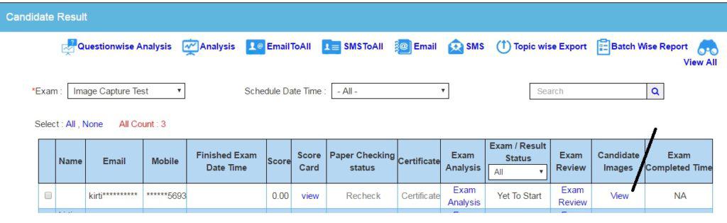 View Candidate Photograph taken during Online Exam
