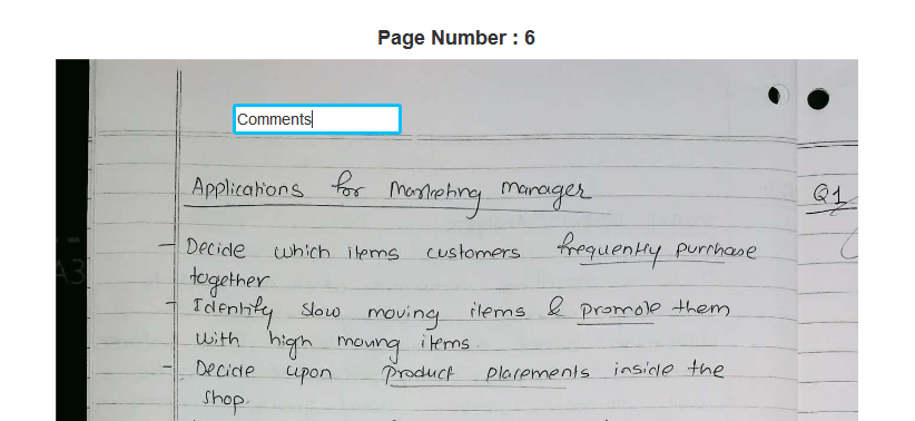 Facility to add comments on the Answer-Sheets