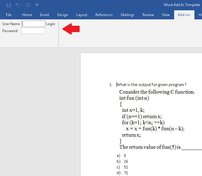 Word Addin Template