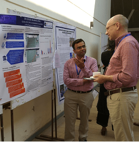 Swapnil Dharmadhikari during a poster presentation at Bits Pilani Goa Campus