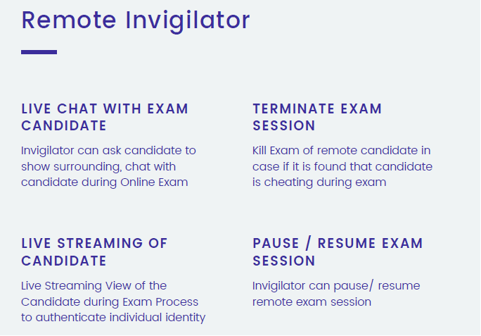 Remote Invigilator Role During Online Exams