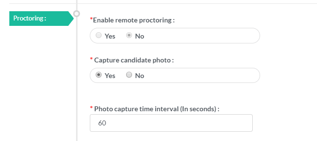 Proctoring Configuration for image capturing during online exam