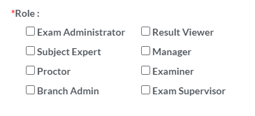 Role Based access to online examination software