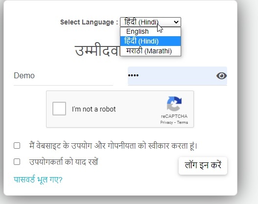 multi lingual user interface during online exam