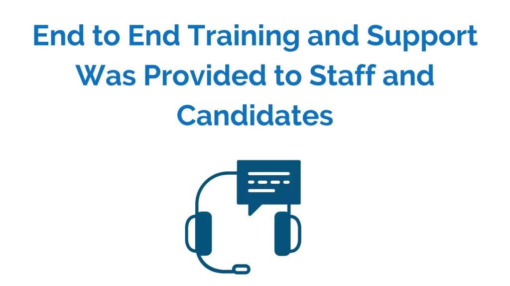 End to end training to candidates and staff