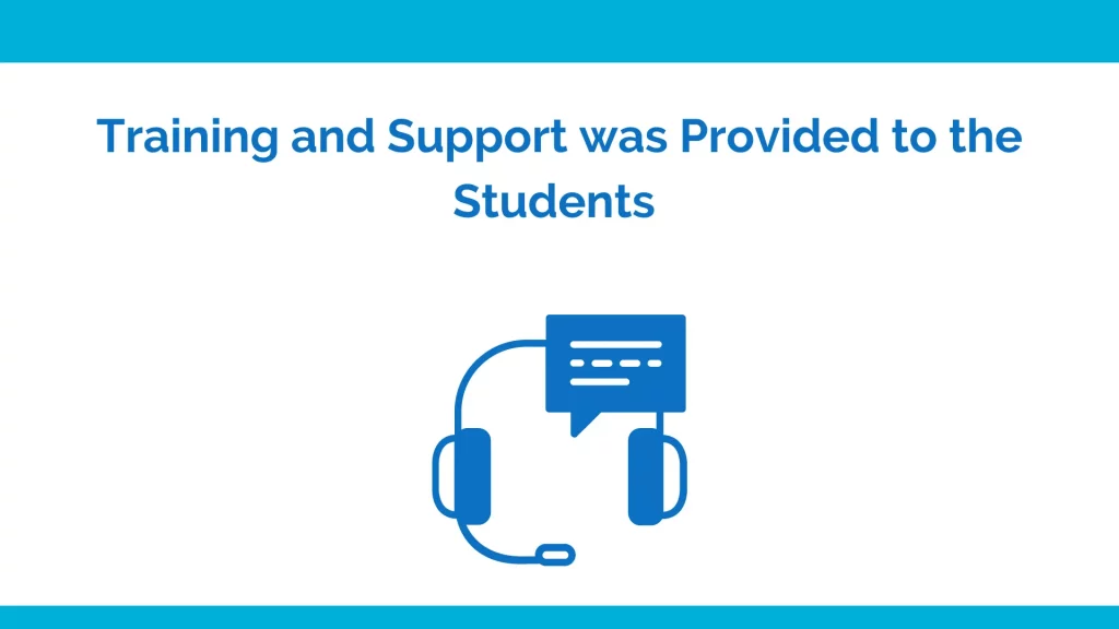 training and support to students during online exam