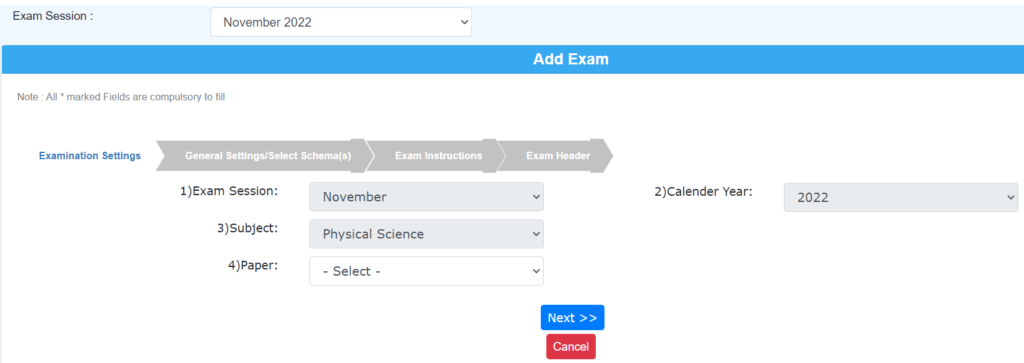 Exam Creation Wizard