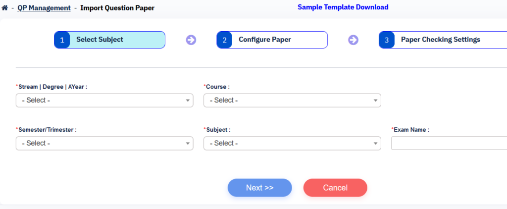 Exam Question paper Upload-onscreen marking