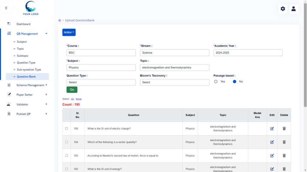 question Bank Management